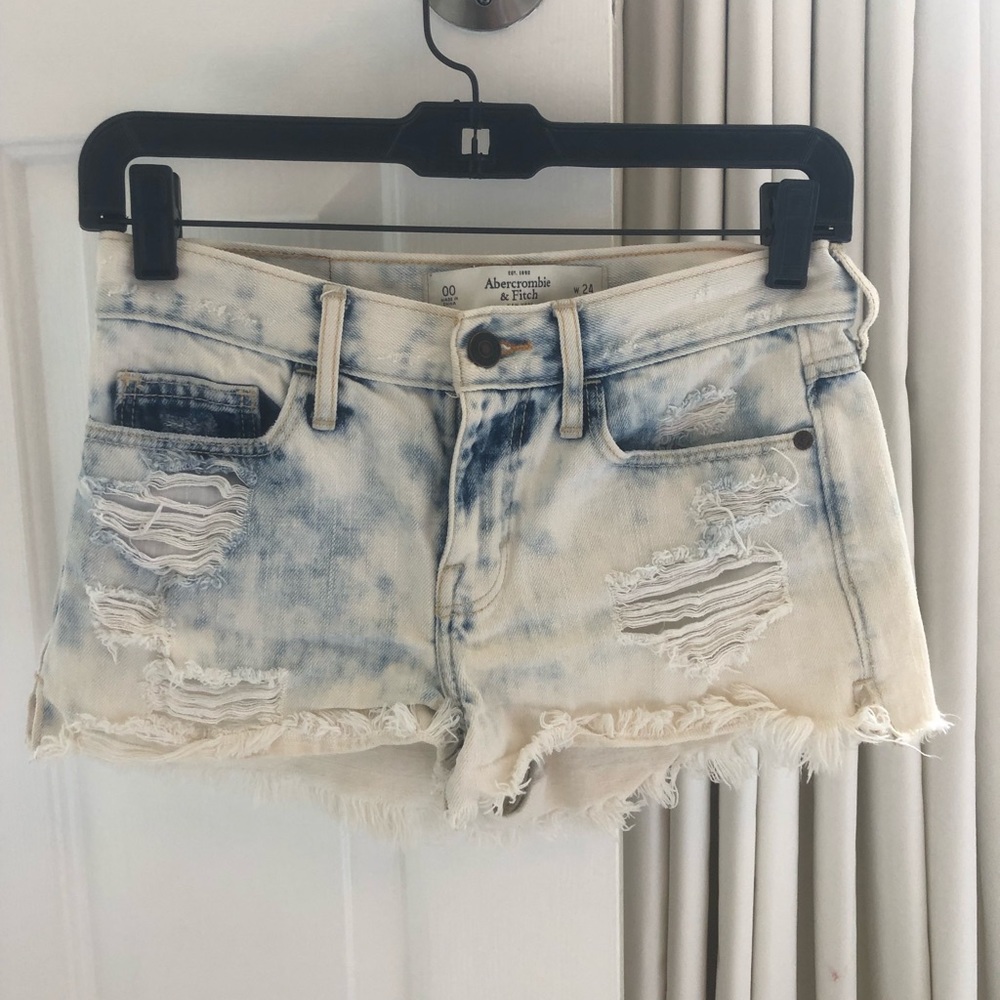 Tie dye jean shorts